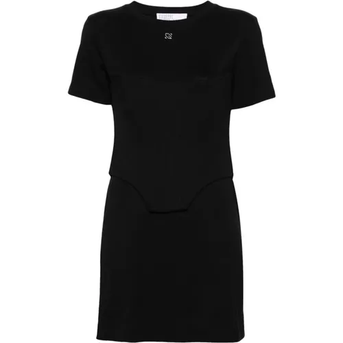 Schwarzes Jersey-Kleid im Korsettstil , Damen, Größe: XS - Giuseppe Di Morabito - Modalova