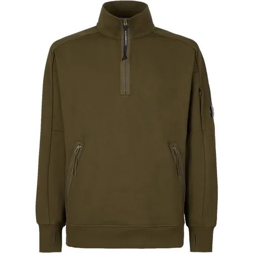 Diagonal Raised Fleece Stehkragen Sweatshirt , Herren, Größe: M - C.P. Company - Modalova