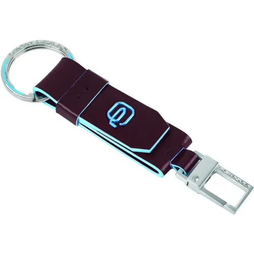 Leather Keychain with Ring and Carabiner , male, Sizes: ONE SIZE - Piquadro - Modalova