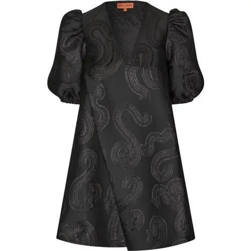 Metallisches Kleid mit Puffärmeln , Damen, Größe: S - Stine Goya - Modalova