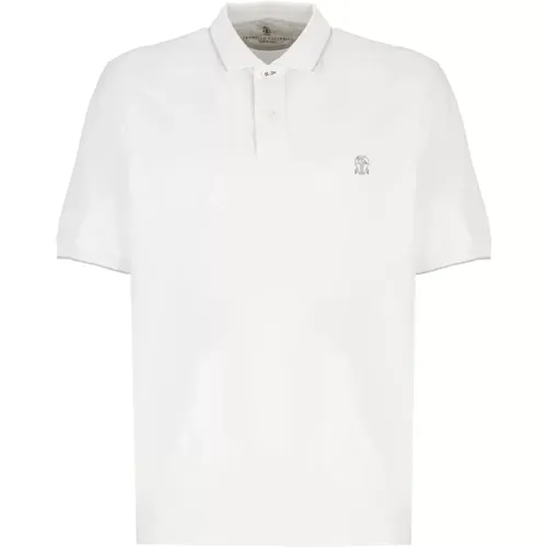 Cotton Polo Shirt with Logo , male, Sizes: M, L, S - BRUNELLO CUCINELLI - Modalova