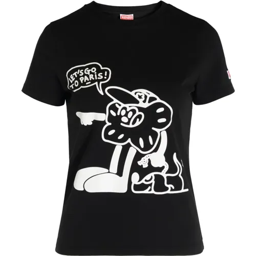Condemt Print Cotton T-shirt , female, Sizes: XS, S, M - Kenzo - Modalova