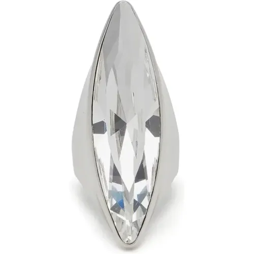 Pointed Crystal Ring in Antique Silver , female, Sizes: 54 MM, 52 MM - alexander mcqueen - Modalova