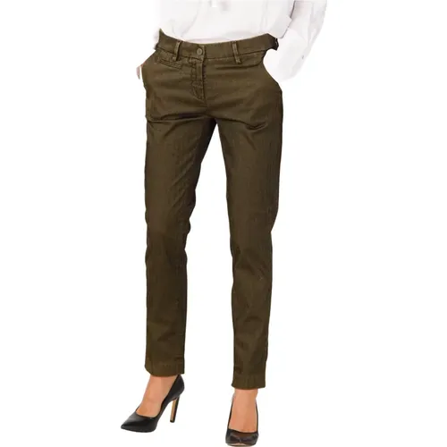 Forest Green Herringbone Slim-Fit Chinos , female, Sizes: 3XS, S - Mason's - Modalova