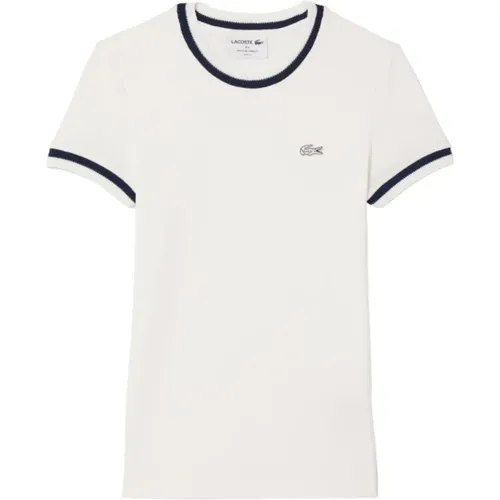 Chic Modern Striped Collar T-shirt , female, Sizes: XS - Lacoste - Modalova