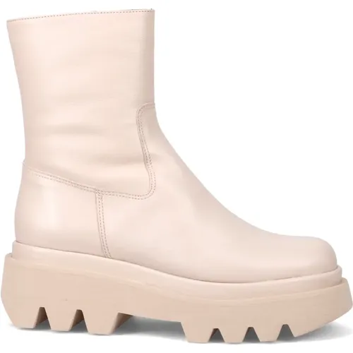 Ivory Leather Ankle Boot with Platform Sole , female, Sizes: 6 UK, 3 UK - Paloma Barceló - Modalova