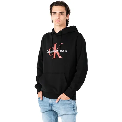 Herren Schwarz/Salsa Sweatshirt , Herren, Größe: M - Calvin Klein Jeans - Modalova