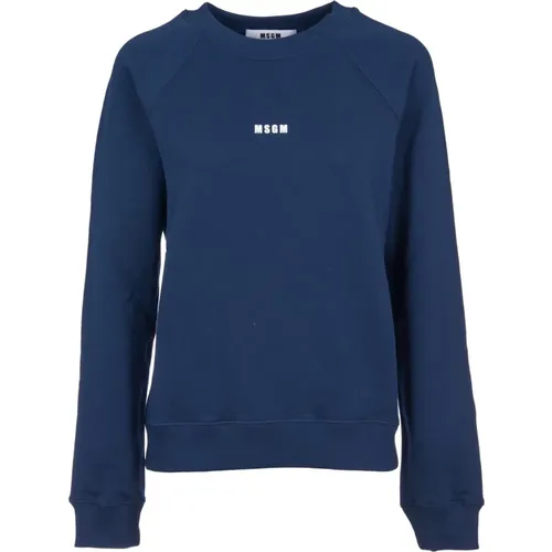 Blaue Sweater mit kleinem Logo , Damen, Größe: M - Msgm - Modalova