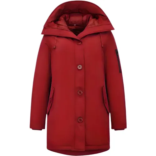 Gefütterte Parka Jacke Damen Lang Rot , Damen, Größe: L - TheBrand - Modalova