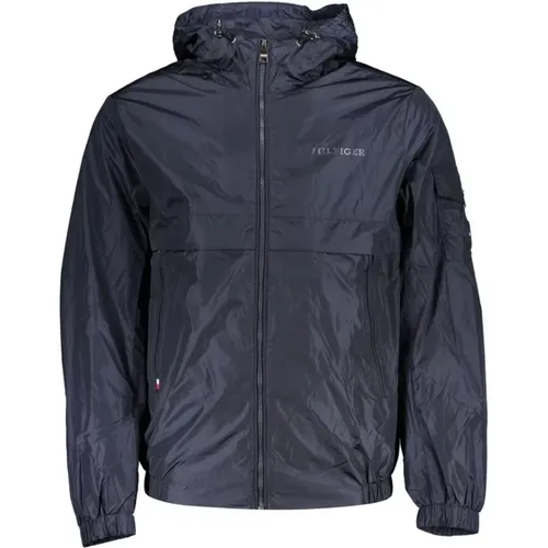 Sports Jacket with Hood and Contrast Details , male, Sizes: XL, XS - Tommy Hilfiger - Modalova