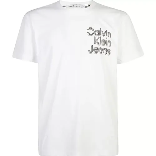 Weißes T-Shirt mit cK Jeans-Logo , Herren, Größe: L - Calvin Klein Jeans - Modalova