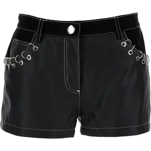 Schwarze Scoop Leder Shorts , Damen, Größe: XS - pinko - Modalova