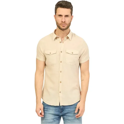 Linen Shirt with Pockets , male, Sizes: 3XL, XL, 2XL, S, L, M - YES ZEE - Modalova
