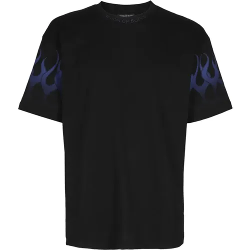 Blau Flammen T-Shirt , Herren, Größe: L - Vision OF Super - Modalova