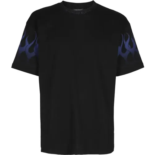 Blau Flammen T-Shirt , Herren, Größe: XL - VISION OF SUPER - Modalova