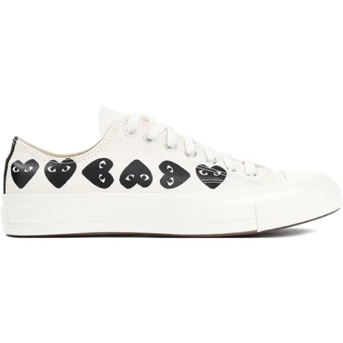 White Canvas Sneakers , female, Sizes: 9 UK - Comme des Garçons Play - Modalova