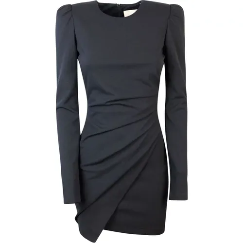 Schwarzes Slim Fit Kleid mit Rundhalsausschnitt und asymmetrischem Schnitt , Damen, Größe: XS - Aniye By - Modalova