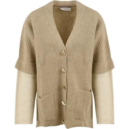 Brauner Cardigan Pullover Modell Mgkd07048 - Akep - Modalova