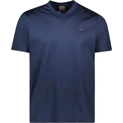Kurzarm T-Shirt aus Baumwolle Regular Fit 21411016 Blau , Herren, Größe: L - PAUL & SHARK - Modalova