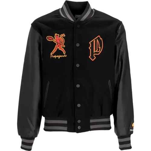 Schwarze Varsity College Jacke Streetwear , Herren, Größe: XL - Propaganda - Modalova