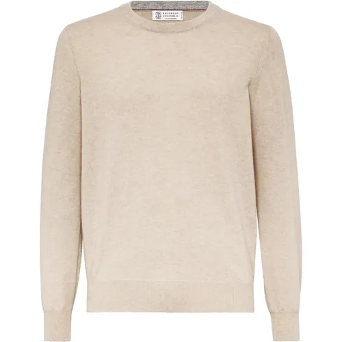 Luxury Cashmere Sweater Sabbia Ciotolo , male, Sizes: L, 4XL, M, 2XL, XL, S - BRUNELLO CUCINELLI - Modalova