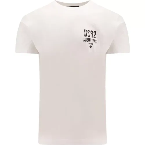 Weißes Rundhals-T-Shirt , Herren, Größe: M - Dsquared2 - Modalova