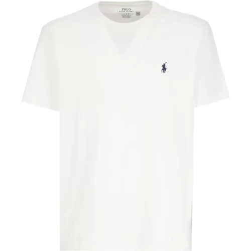 Weiße Baumwoll-T-Shirt mit Gesticktem Pony , Herren, Größe: 2XL - Ralph Lauren - Modalova