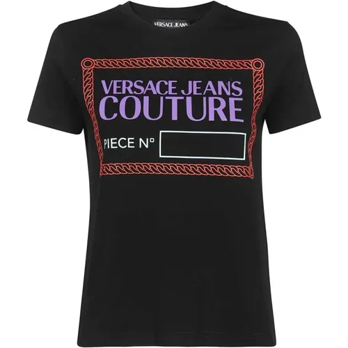 Baumwoll T-Shirt mit Logo-Print , Damen, Größe: 2XS - Versace Jeans Couture - Modalova