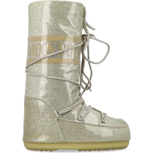 Gold Glitter High Top Schuhe , Damen, Größe: 39 EU - moon boot - Modalova