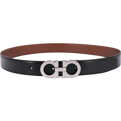 Leather Reversible Belt with Gancini Buckle , male, Sizes: 105 CM - Salvatore Ferragamo - Modalova