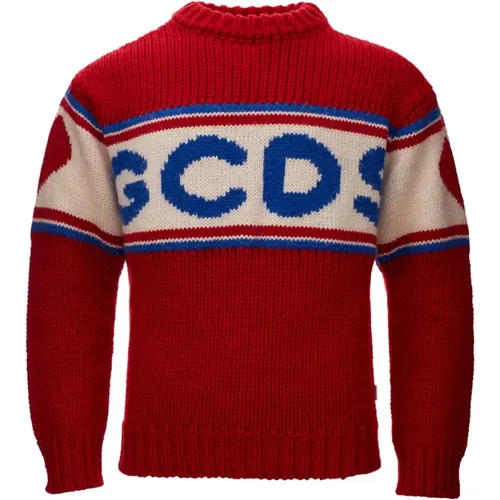 Oversized Wool Jumper with Front Logo , male, Sizes: M - Gcds - Modalova