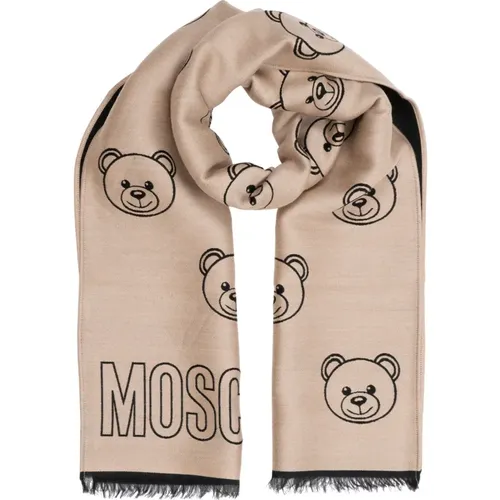 Wollschal mit abstraktem Muster und Logo - Moschino - Modalova