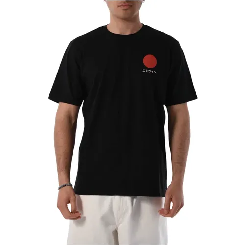 Cotton T-shirt with front logo , male, Sizes: L, XL - Edwin - Modalova