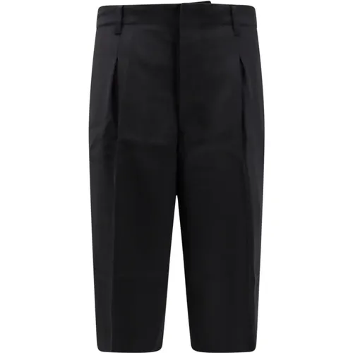 Schwarze Shorts mit Haken- und Knopfverschluss , Herren, Größe: W42 - Ami Paris - Modalova