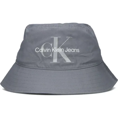 Monogram Soft Bucket Hat Grau , Herren, Größe: ONE Size - Calvin Klein - Modalova