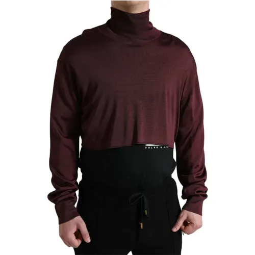 Luxuriöser kastanienbrauner Rollkragenpullover - Dolce & Gabbana - Modalova