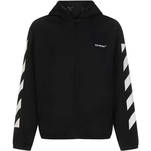 Striped Diag Logo Zip Jacket , male, Sizes: L, M, 2XL, XL - Off White - Modalova