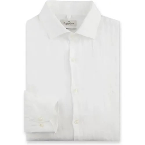 French Collar Linen Shirt , male, Sizes: M - Brooksfield - Modalova