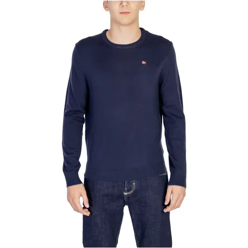 Blauer Wollpullover Rundhals , Herren, Größe: 2XL - Napapijri - Modalova