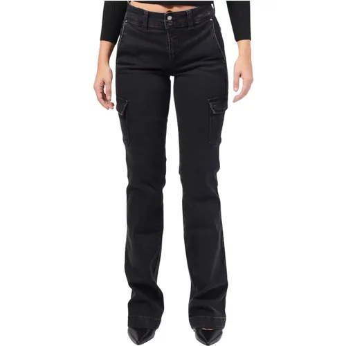 Schwarze Cargo Bootcut Jeans , Damen, Größe: W27 - Guess - Modalova