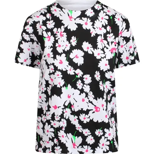 Floral Print Cotton T-shirt Italy Made , female, Sizes: S - Msgm - Modalova