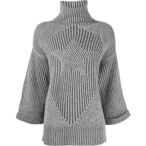 Grey Knit Turtleneck Sweater , female, Sizes: L, S, M, XS - Lorena Antoniazzi - Modalova