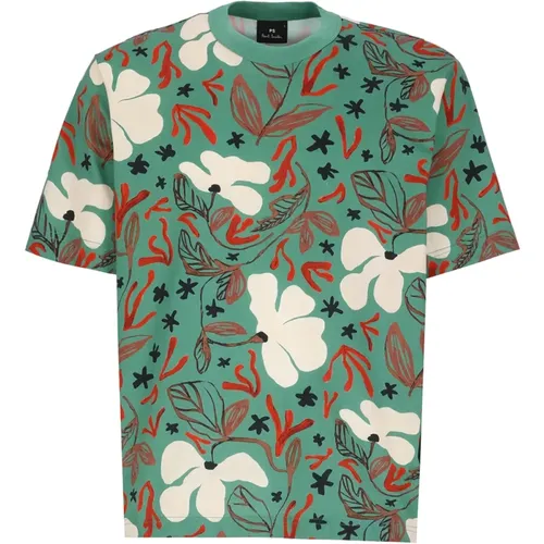 Emerald Sea Floral Print T-Shirt für Männer , Herren, Größe: S - Paul Smith - Modalova
