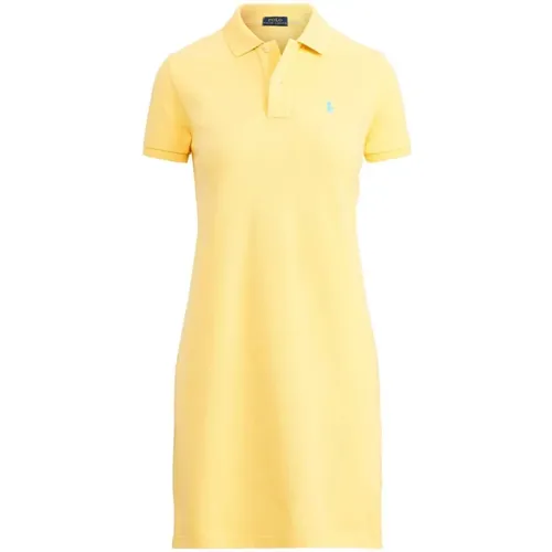 Baumwoll Polo Kleid - Gelb , Damen, Größe: 2XS - Ralph Lauren - Modalova