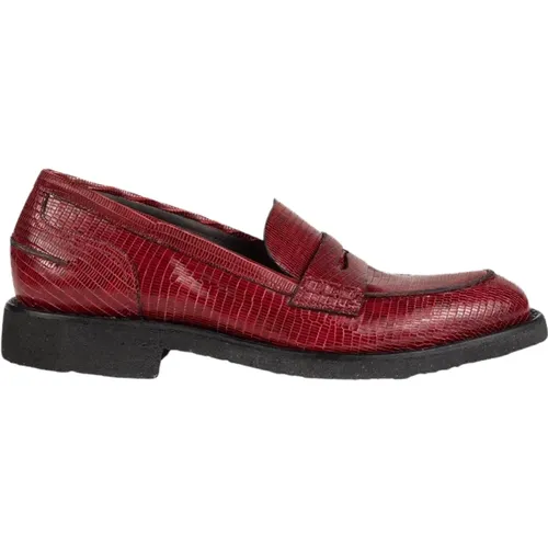Sophisticated Rote Tejus Leder Loafers,Hochwertige schwarze Lederslipper,Schwarze Tejusleder Loafers - DEL Carlo - Modalova