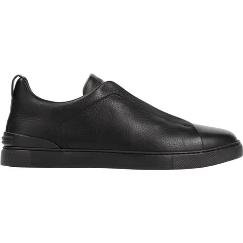 Deer Leather Slip-On Sneakers , male, Sizes: 10 UK - Ermenegildo Zegna - Modalova