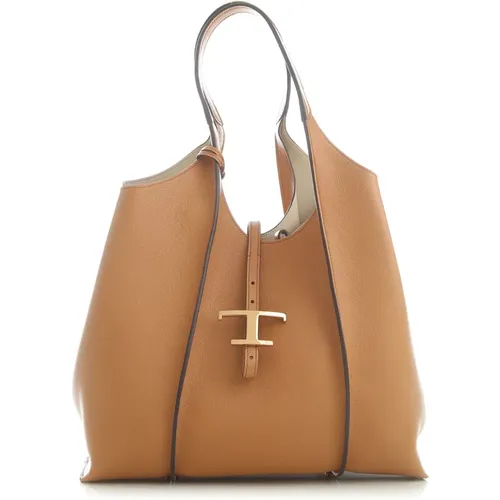 Leather Shopping Bag , female, Sizes: ONE SIZE - TOD'S - Modalova