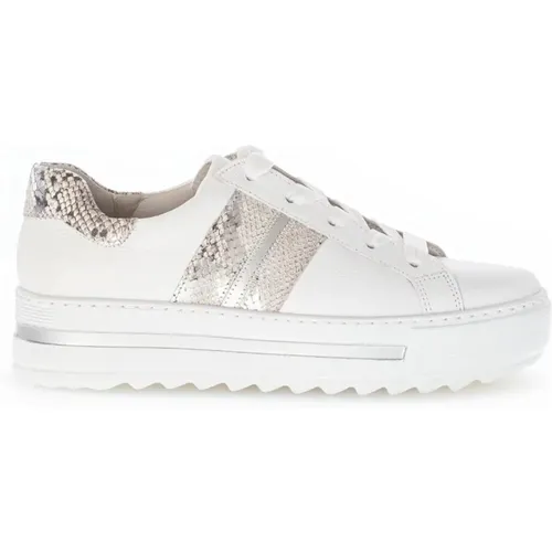 Weiße Leder Freizeit Sport Sneakers , Damen, Größe: 42 1/2 EU - Gabor - Modalova