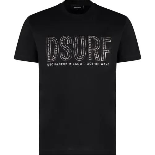 Nietenbesetztes Baumwoll-Crewneck-T-Shirt , Herren, Größe: XS - Dsquared2 - Modalova