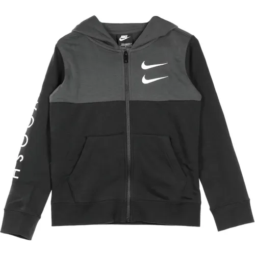 Sportswear Zip Hoodie Schwarz/Grau/Weiß , Herren, Größe: S - Nike - Modalova